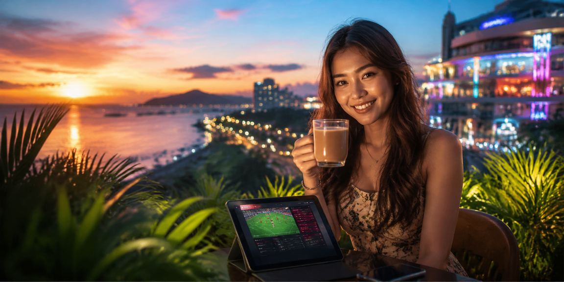 Pengguna bertaruh sukan maya menggunakan telefon pintar di Kota Kinabalu